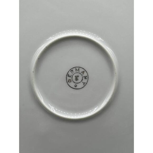 Antique German Porcelain Bowl Grapes Gold Trim Pink Rim Scalloped 12" - Picture 9 of 11